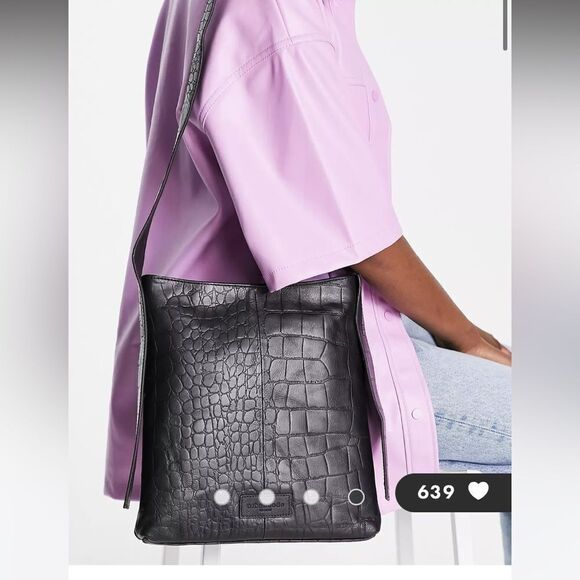 Urbancode croc‎ leather shoulder bag in black NWT in packaging - Picture 4 of 7